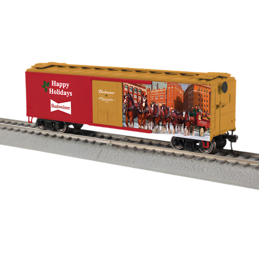 Lionel • 2654360 | 40' Steel Flat-End Plug-Door Reefer/Boxcar | Anheuser-Busch Happy Holidays | HO Scale [PRE-ORDER]