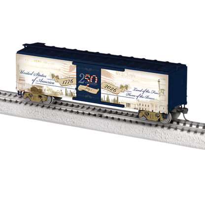 Lionel • 2664110 | 40' Steel Flat-End Boxcar | America 250 | HO Scale [PRE-ORDER]