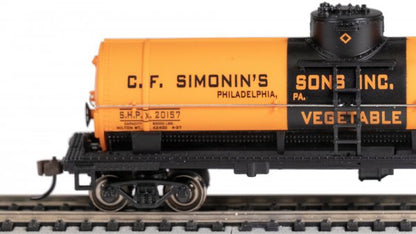 Bachmann Silver Series(R) (17803) | 40' Single-Dome Tank Car | C.F. Simonin's Sons, Inc. #20157 | HO Scale