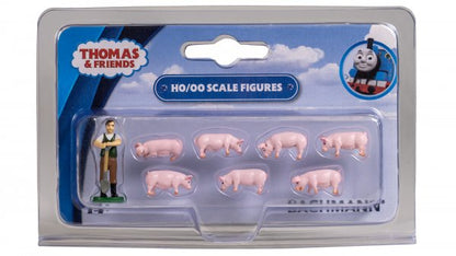 Bachmann (33305) | Farmer Trotter and Pigs | Pkg of 8 | HO Scale