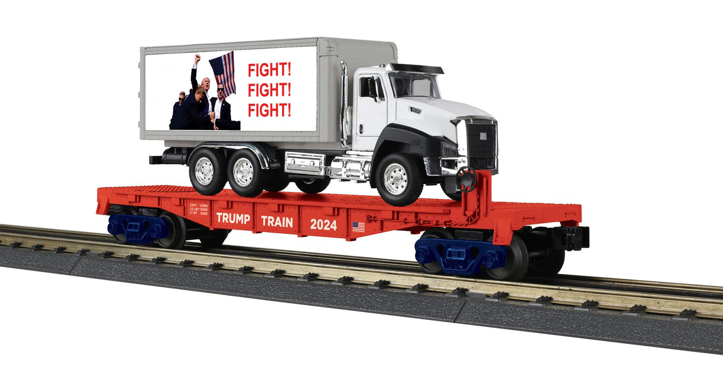 MTH – Donald J. Trump RailKing Flat Car with Box Truck – O Scale