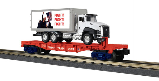 MTH – Donald J. Trump RailKing Flat Car with Box Truck – O Scale