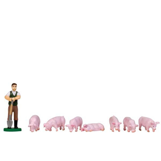 Bachmann (33305) | Farmer Trotter and Pigs | Pkg of 8 | HO Scale