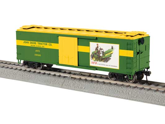 Lionel • 2654390 | 40' Steel Flat-End Plug-Door Step-Up Reefer/Boxcar | John Deere Tractors #28600 | HO Scale [PRE-ORDER]