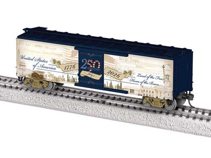 Lionel • 2664110 | 40' Steel Flat-End Boxcar | America 250 | HO Scale [PRE-ORDER]