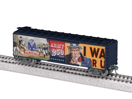 Lionel • 2564030 | 40' Steel Flat-End Boxcar | US Army 250th Anniversary | HO Scale [PRE-ORDER]