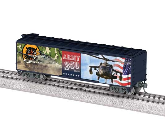 Lionel • 2564030 | 40' Steel Flat-End Boxcar | US Army 250th Anniversary | HO Scale [PRE-ORDER]