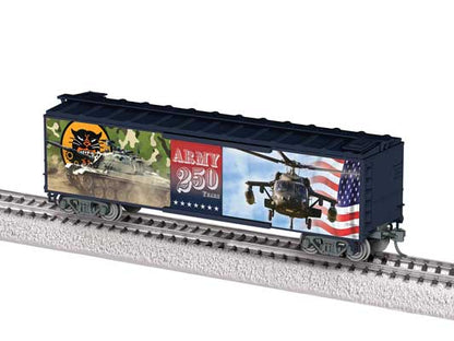 Lionel • 2564030 | 40' Steel Flat-End Boxcar | US Army 250th Anniversary | HO Scale [PRE-ORDER]