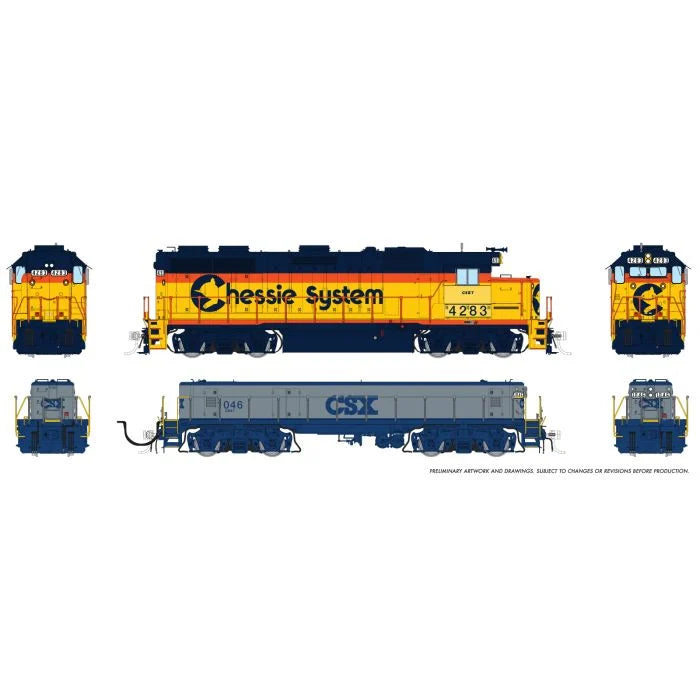 Rapido (39023) | EMD GP39 Locomotive and SWMT Slug | CSX Chessie Patch #4284 + #1046 | DC/Silent | HO Scale [PRE-ORDER]