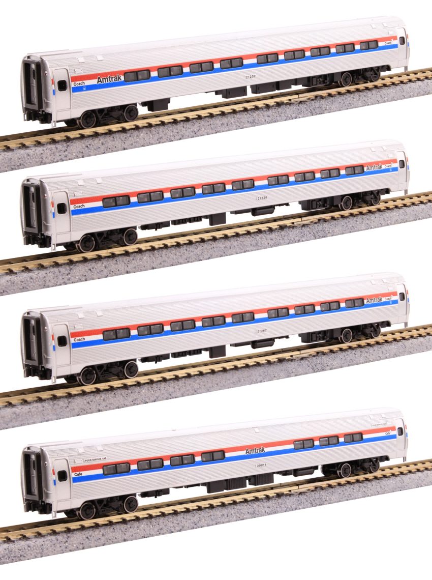 Kato 106-8020 Amfleet I 4-Car Bookcase Set Amtrak Phase III N Scale