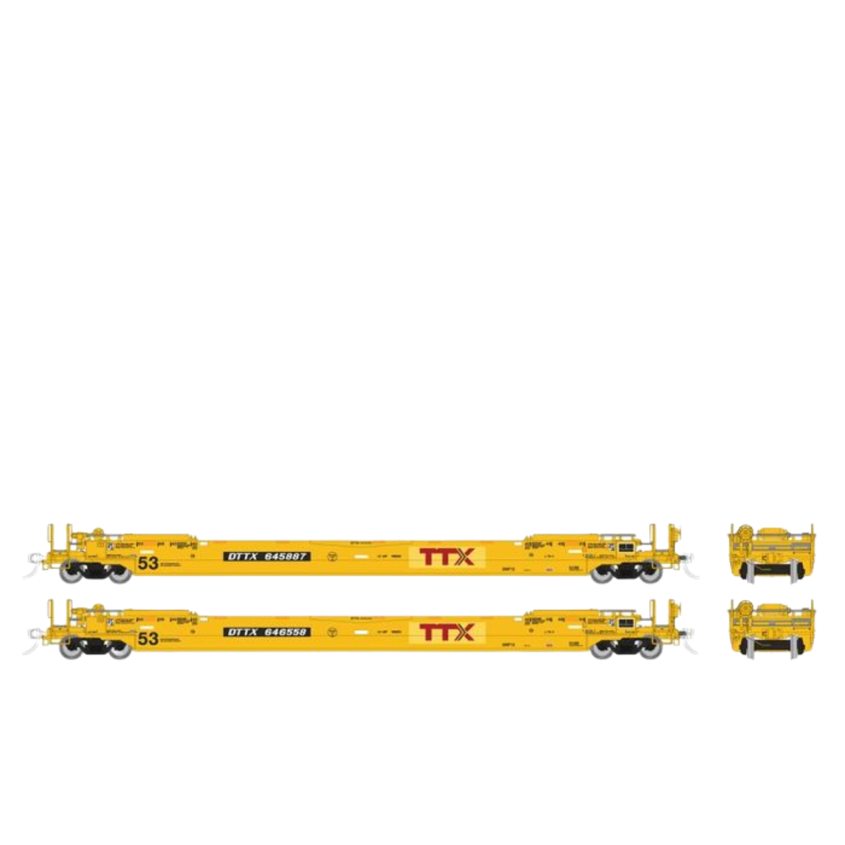 Rapido 401064A Gunderson 53' Husky-Stack Well Car 2-Pack TTX Patched Logo #645887 + 646558 HO Scale