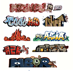 Blair Line Mega Set Modern “Tagger” Graffiti Decals #1, Pkg of 8, N Sc ...