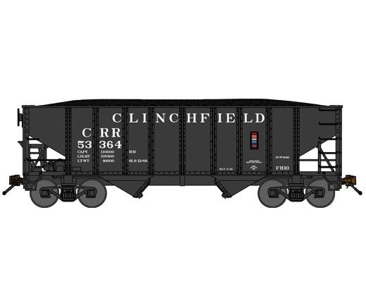Bluford Shops 8-Panel 2-Bay Open Hopper w/Load - Clinchfield #53364 - N Scale (NOS)