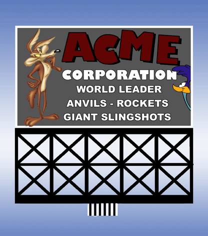 Micro Structures 883751 • Acme Corporation Animated Neon Sign • Looney Tunes, Roadrunner & Wile E Coyote • HO/O Scale