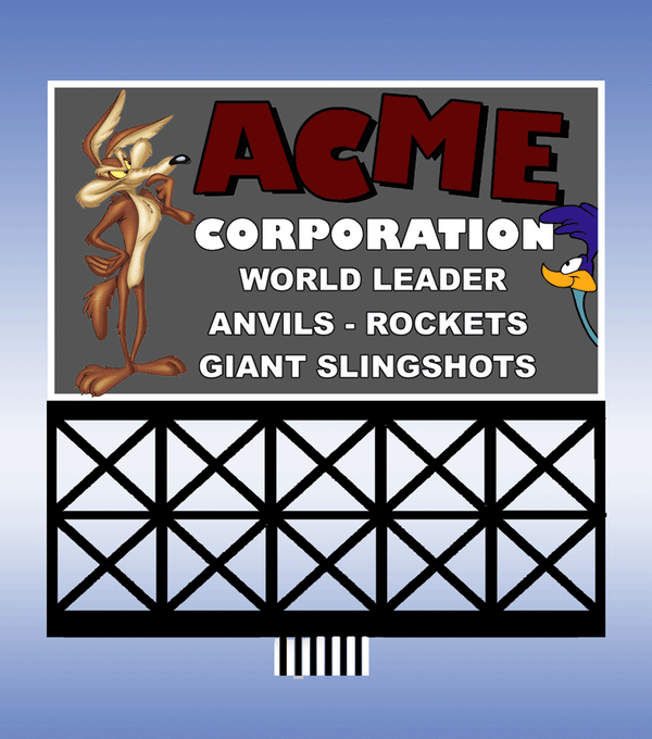 Micro Structures 443752 • Acme Corporation Animated Neon Sign • Looney Tunes, Roadrunner & Wile E Coyote • HO/N Scale