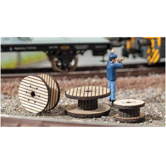 Walthers SceneMaster (949-4155) | Cabel Reels | Laser-Cut Wood Kit | HO Scale