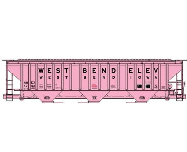 Accurail Pullman-Standard 4750 3-Bay Covered Hopper | Kit | West Bend Elevator RREX #4293 | HO Scale