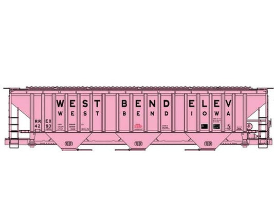 Accurail Pullman-Standard 4750 3-Bay Covered Hopper | Kit | West Bend Elevator RREX #4293 | HO Scale
