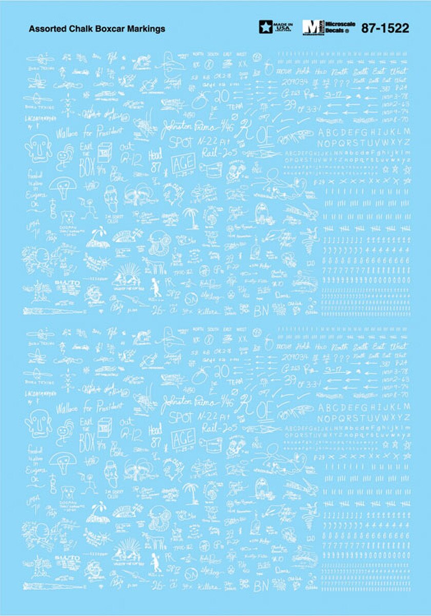Microscale Industries 87-1522 Boxcar Chalk Markings Freight Car Decal Set HO Scale