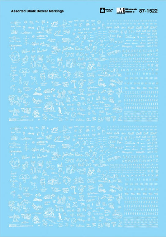 Microscale Industries 87-1522 Boxcar Chalk Markings Freight Car Decal Set HO Scale