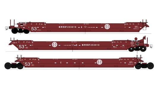 InterMountain Gunderson Maxi IV Late Well Car (47362-10) | BNSF #253355 | (3-Pack) HO Scale