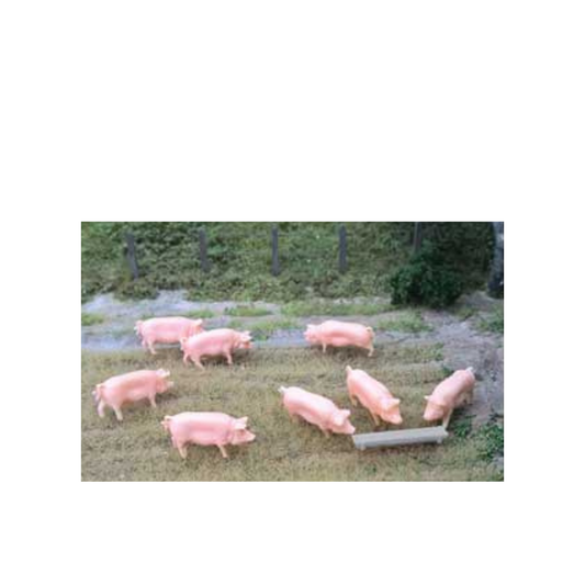 Peco (5108) | Pigs and Trough | Pkg of 8 | HO Scale