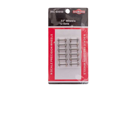 InterMountain, 33″ Wheels, 0.554″ Axle Length, Pkg of 12, N Scale