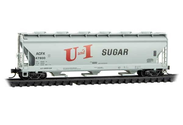 Micro Trains Line ACF 3-Bay Center Flow Covered Hopper w/ Round Hatches - Utah-Idaho Sugar Company ACFX #47900 - N Scale