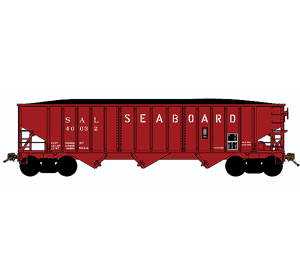 Bluford Shops 70-Ton 3-Bay 14-Panel Hopper w/ Coal Load - Seaboard Air Line #40043 - N Scale (NOS)