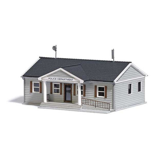 Busch Gmbh & Co Kg | Police Station | Laser-Cut Wood Kit | HO Scale