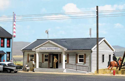 Busch Gmbh & Co Kg | Police Station | Laser-Cut Wood Kit | HO Scale
