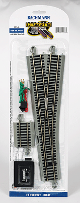 Bachmann E-Z(R) Track System - No. 5 Remote-Control Turnout, Nickel-Silver Rail, Gray Roadbed - Right - HO Scale