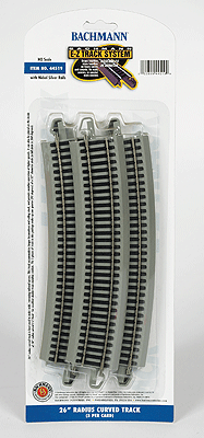Bachmann E-Z(R) Track System - Curved Track w/ Nickel Silver Rail & Gray Roadbed - 26" Radius - Pkg of 5 - HO Scale