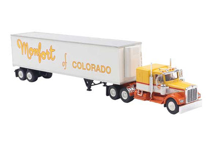 Brekina Automodelle 86256 • Kenworth W900 Semi Tractor w/ Sleeper Cab and Van Trailer • Monfort of Colorado • HO Scale