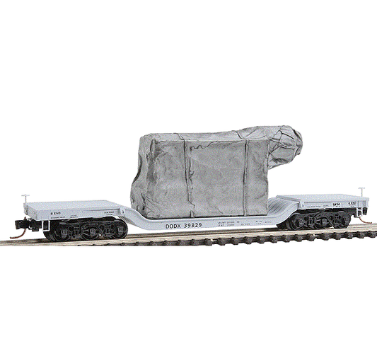 Micro Trains Heavyweight Depressed Center Flatcar w/ Covered Military Load | Department of Defense #39829 | N Scale (NOS)