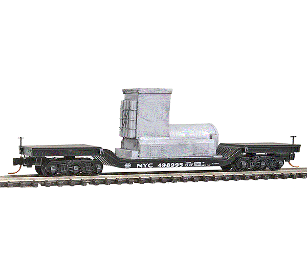 Micro Trains Heavyweight Depressed Center Flatcar w/ Equipment Load | NYC #498995 | N Scale (NOS)