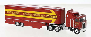 Brekina Automodelle Kenworth K100 w/ Racing Trailer & Pickup Set, Momo, HO Scale