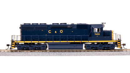 Broadway Limited Imports EMD SD40 Low Nose - Chesapeake & Ohio C&O #7455 - Stealth (Non-Sound) - DCC-Ready - HO Scale