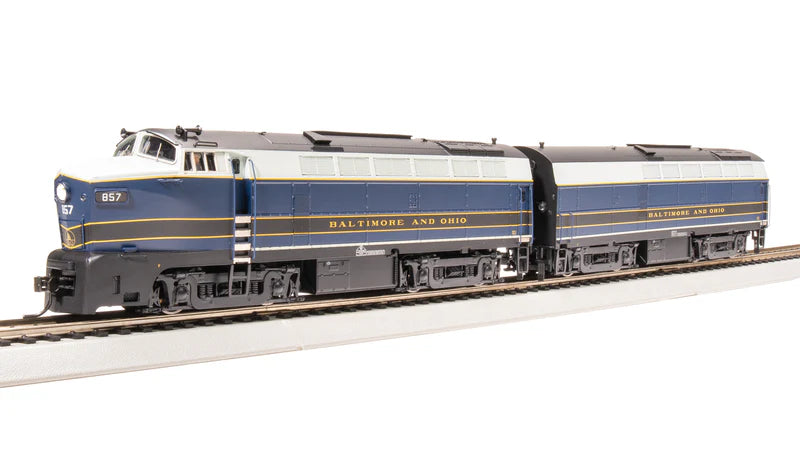 Broadway Limited RF-16 Sharknose A/B, B&O 857A/857X, As-Delivered, A-Unit Paragon4 Sound/DC/DCC, Unpowered B, HO Scale