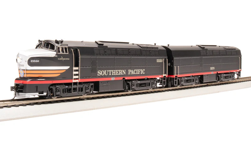 Broadway Limited RF-16 Sharknose A/B, SP 5550/5570, Black Widow Scheme, A-Unit Paragon4 Sound/DC/DCC, Unpowered B, HO Scale
