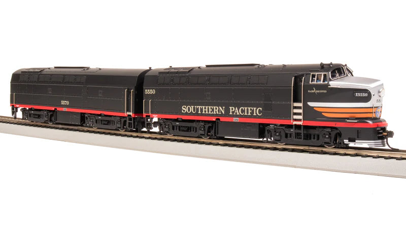 Broadway Limited RF-16 Sharknose A/B, SP 5550/5570, Black Widow Scheme, A-Unit Paragon4 Sound/DC/DCC, Unpowered B, HO Scale