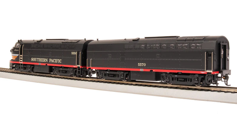 Broadway Limited RF-16 Sharknose A/B, SP 5550/5570, Black Widow Scheme, A-Unit Paragon4 Sound/DC/DCC, Unpowered B, HO Scale