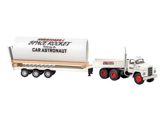 Brekina 86308 Dodge LCF Tractor with Hurricane Rocket Trailer and Load HO Scale