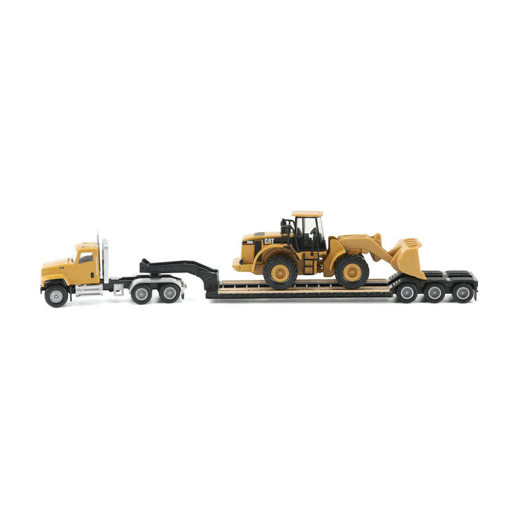 Diecast Masters (84411A) | CAT Semi Tractor w/ Lowboy Trailer and CAT Diecast Machines Series II Assortment - Pkg of 4 | HO Scale