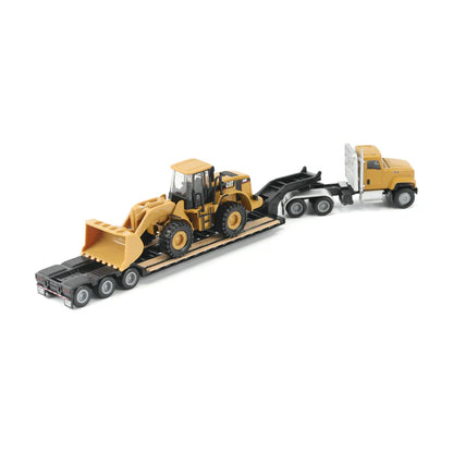 Diecast Masters (84411A) | CAT Semi Tractor w/ Lowboy Trailer and CAT Diecast Machines Series II Assortment - Pkg of 4 | HO Scale