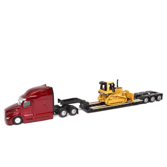 Diecast Masters (84419) | Peterbilt Model 579 UltraLoft Tandem Tractor w/ Lowboy Trailer and CAT D5M Dozer | HO Scale