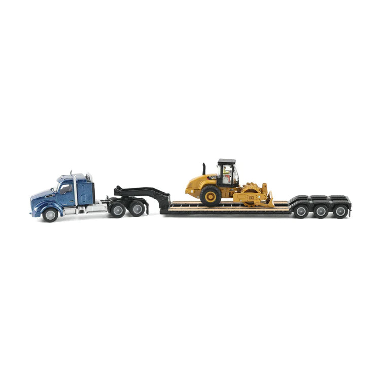 Diecast Masters (84411A) | CAT Semi Tractor w/ Lowboy Trailer and CAT Diecast Machines Series II Assortment - Pkg of 4 | HO Scale