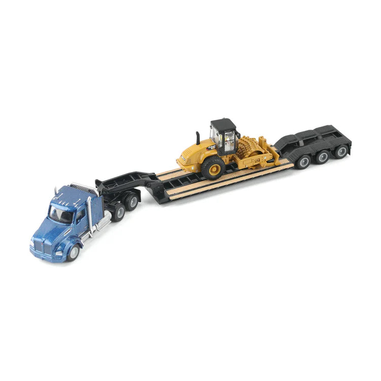 Diecast Masters (84411A) | CAT Semi Tractor w/ Lowboy Trailer and CAT Diecast Machines Series II Assortment - Pkg of 4 | HO Scale