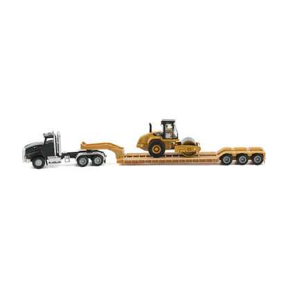 Diecast Masters (84411A) | CAT Semi Tractor w/ Lowboy Trailer and CAT Diecast Machines Series II Assortment - Pkg of 4 | HO Scale