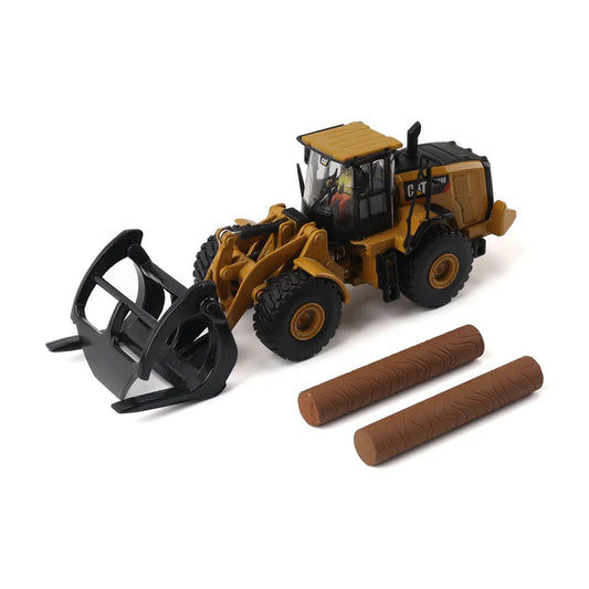 Diecast Masters (84661CS) | CAT 950G Wheel Loader w/ Log Fork and Wood Logs | 1:87